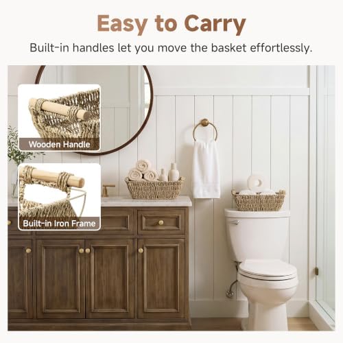 StorageWorks Small Wicker Baskets for Organizing, Seagrass Baskets, 2 Pack - Image 4