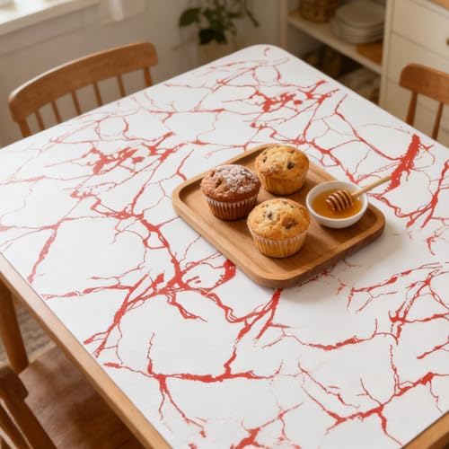 Red Marble Pattern Shelf Liner, Non-Adhesive Non-Slip Thickened - Image 3