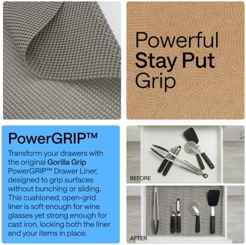 GORILLA GRIP powerGRIP Drawer Shelf and Cabinet Liner, 12"x30', Gray - Image 3