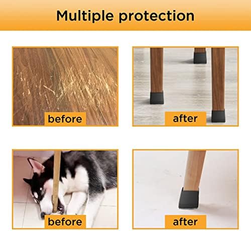 CHWM Square Chair Leg Protectors for Hardwood, 16Pcs Silicone Chair Legs Caps to Prevent Floor from Scratches and Reduce Noise, Easy to Move,(1.5 Inch Black). - Image 6