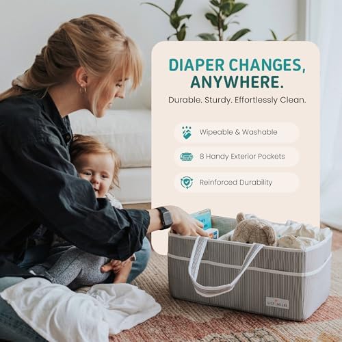 Lily Miles Baby Diaper Caddy Organizer - Large Tote Bag for Newborn essentials Boy or Girl - Baby Shower Basket - Nursery Must Haves - Registry Favorites - Newborn Caddie Car Organizer (Pack of 2) - Image 2