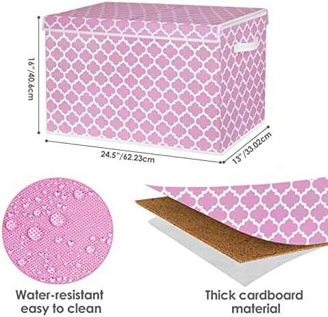 homyfort Toy Box for Girls, Kids - Large Toy Chest Organizers and Storage Boxes with Flip-Top Lid & Divider, Collapsible Container Bins for Playroom, Nursery, Closet, Living Room, 24.5"x13"x16", Pink - Image 2