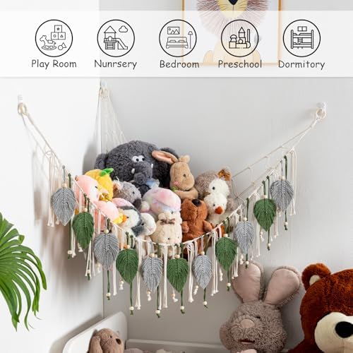 Pretty Jolly Stuffed Animal Hammock with Leaf Beads and Tassels - Image 5
