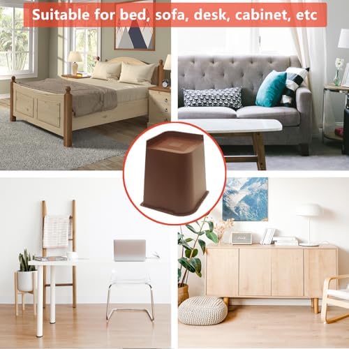 Bed Risers 8 inch Heavy Duty Dark Brown, 4 Pack Furniture Risers - Image 5