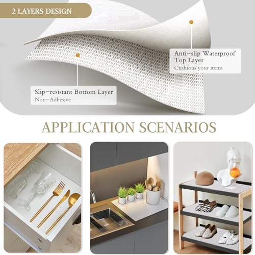 Beautysaid Shelf and Drawer Liner for Kitchen Cabinet Non Adhesive Non Slip - Image 3