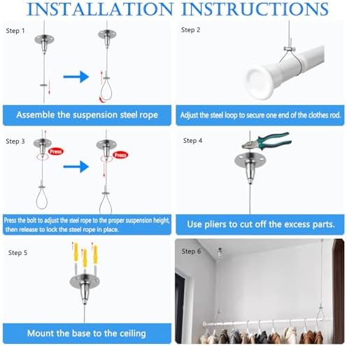 59" Adjustable Ceiling Support for Closet Rod Silver - Image 3