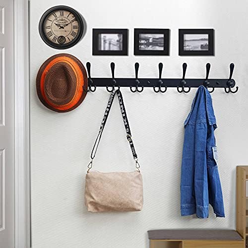 Dseap Coat Rack Wall Mount - 29.5” Long 8-Tri-Hooks Heavy Duty Coat Hanger Rail Wall Hooks for Hanging Coats Hats Clothing Clothes Purse Mudroom Entryway, Black, Pack of 2 - Image 5