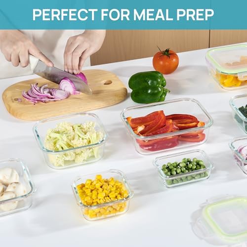 Vtopmart 8 Pack Glass Food Storage Containers with Lids Glass Green - Image 3