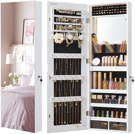 SONGMICS Mirror Jewelry Cabinet Armoire, Wall or Door Mounted, Lockable by SONGMICSbySONGMICSHOME