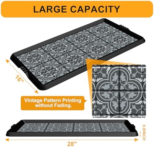 BEHERO Boot Tray Shoe Mat Decorative Patterned, Rubber Boot Matt Tray Indoor and Outdoor Use, 16" x27.5" Shoe Cleaning Mat Non-Slip, Shoe Storage Waterproof with Artistic Prints for Entryway(Gray) - Image 3