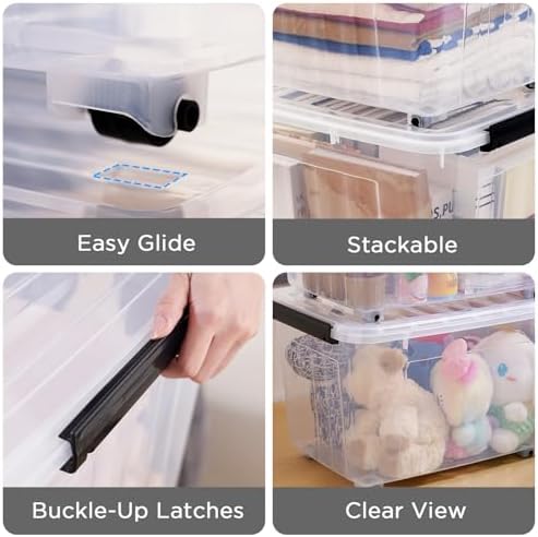 Citylife 54 Quart Large Clear Plastic Storage Bins with Lids 6-Pack - Image 4