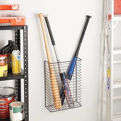mDesign Metal Wire Wall Mount Storage Organizer for Holiday/Celebration Gift Wrap and Bows - Hang in Closet, Basement, Craft Room, Laundry Room, Garage - Bronze - Image 2