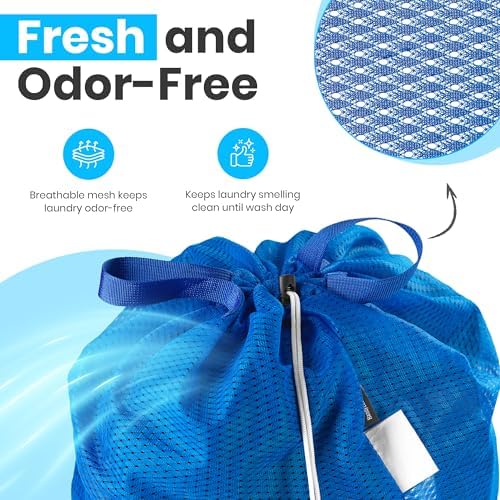 Handy Laundry Mesh XL Laundry Bag 24"x36" with Shoulder Strap, Blue - Image 5