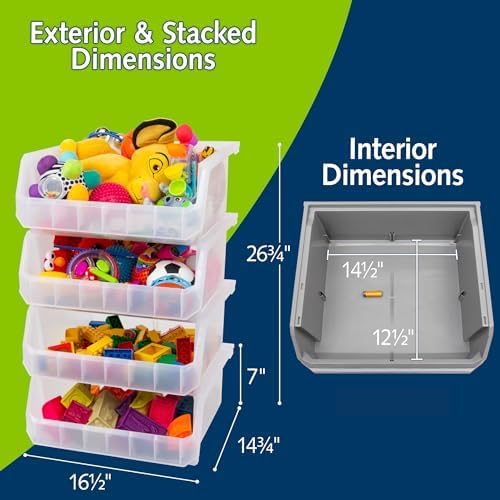 ReadySpace Extra Large Stackable Plastic Storage Bins, 4-Pack, Clear - Image 3
