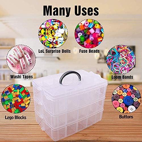 Bead Organizer 3 Tier 30 grid Stackable Craft Tackle Storage Container - Image 4