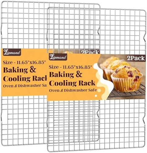 2 PCS Grid Wire Baking Cooling Racks, 11.65" x 16.85", Silver by LIEMAND