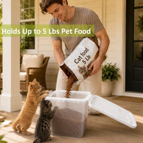 5-10 Lbs Airtight Cat Dog Food Storage Container, 8QT Compact Pet Food Bin - Image 2