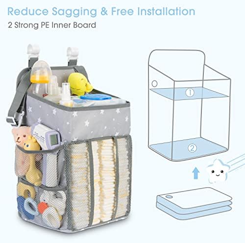 Maliton Changing Table Diaper Organizer Hold 50+ Diapers, (Star Pattern) - Image 2
