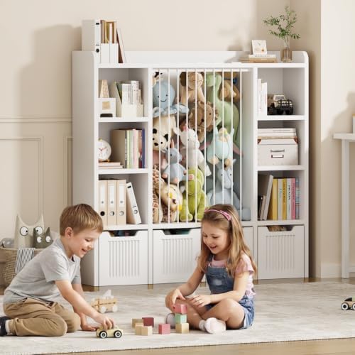 Toy Storage Organizer with Stuffed Animal Storage, White - Image 6