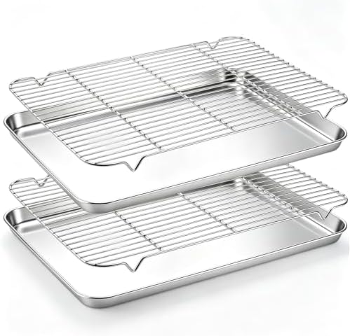 Onader Stainless Steel Half Baking Sheet Pan with Wire Rack Set, 18x13 Inch by Onader