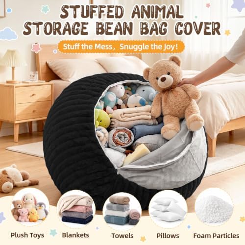 Bean Bag Cover No Filler Stuffed Animal Storage Bean Bag Chair Cover - Image 4