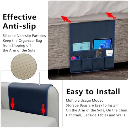 Remote Control Holder for Armchair Caddy, Remote Holder with 5 Pockets - Image 4