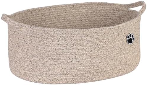 Optish Dog Toy Basket, 30L Toy Box and Bin for Dog Cat Storage, 19.7" X 11" X 7.9" Large Woven Rope Basket for Blankets, Living Room, Bedroom, Brown by Optish