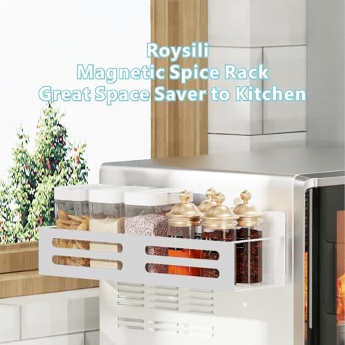 Magnetic Spice Rack for Refrigerator, Metal Spice Rack Organizer, Magnetic Shelf for Fridge 4Pack White - Image 2