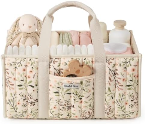 Blissful Diary Baby Diaper Caddy Organizer, Nursery Storage, Ditsy Daisy by BlissfulDiary