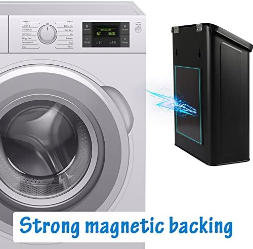 Picowe Magnetic Laundry Storage, Large Metal Lint Holder Bin with Lid for Laundry Room, Space-Saving Trash Container Hanging on Dryer, Washer or Wall Mount Trash Bin (Black) - Image 7