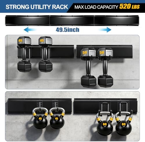 Garage Tool Organizer Wall Mount 49.5", 520lbs Heavy Duty Rack - Image 4