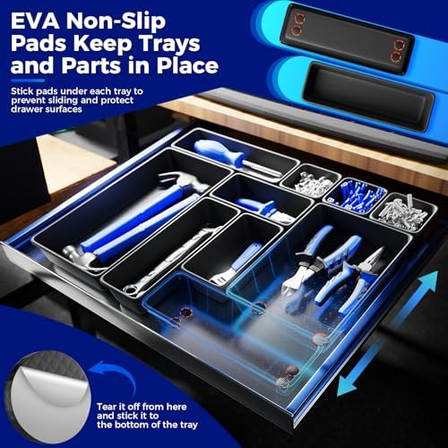 10 PCS Small Toolbox Organizer Trays for Drill Bits, Impact Bits and Sockets, Drawer Bins for Garage Mechanic Chest and Workbench Bit Drawers(S_10PCS_Black) - Image 4