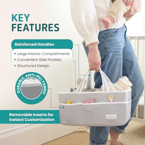 Lily Miles Baby Diaper Caddy Organizer - Large Tote Bag for Newborn essentials Boy or Girl - Baby Shower Basket - Nursery Must Haves - Registry Favorites - Newborn Caddie Car Organizer (Pack of 2) - Image 5