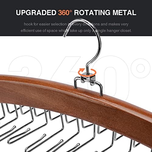 Tie Rack Tie Hanger 24 Hooks Wooden, Tank Top Hanger,Belt Organizer for Closet,with Upgraded 360°Rotating, Belts Scarves Accessories for Bras,Tank Tops,Camisoles… - Image 2