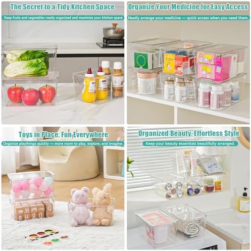 6 Pack Medium Clear Storage Bins with Lids, Plastic Arts and Craft Storage Containers, Stackable Clear Plastic Craft Storage Bins with Handles for Classroom Storage Organization,Kitchen, Fridge,Office - Image 6