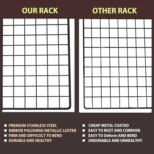 Briout 2PCS Cooling Rack for Cooking and Baking, 16" x 10" Wire Rack, Black - Image 4