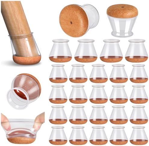 PISAO 24 Pcs Chair Leg Floor Protectors Caps Cover Pad for Hardwood Floors by PISAO