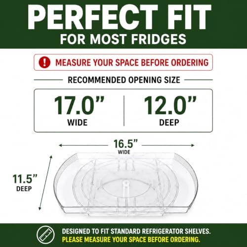 NOSTA Home Rotating Lazy Susan for Refrigerator - Square Lazy Susan - Refrigerator Lazy Susan Organizer - Rotating Fridge Organizer - Large (16.5x11) - Image 2