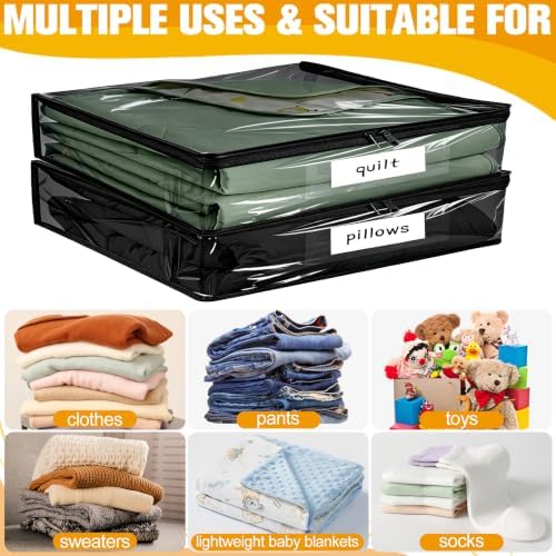 Plastic Storage Bags with Easy-Glide Zipper, Pack of 8, Durable Clear Vinyl Zippered Storage Bags for Clothes Sweaters Comforters Blankets Sheets Bedding (18 x 15 x 4 Inch, Transparent Black) - Image 5
