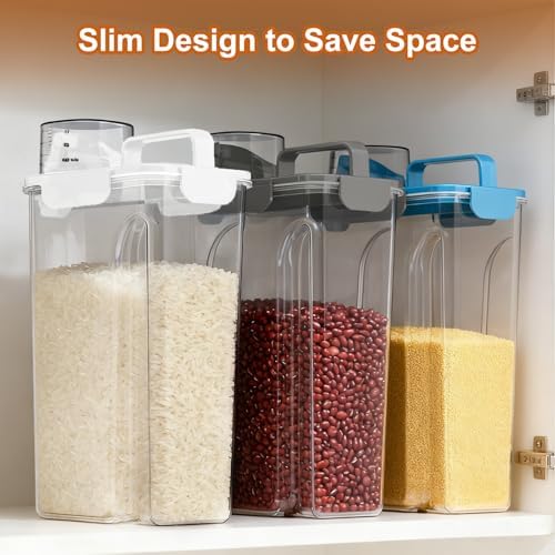 Uppetly Dog Cat Food Storage Container, 5-7Lbs Pet Food Containers, Airtight Cat Food Container with Portable Handle & Measuring Cup, Small Animal Dry Food Dispenser for Dogs, Cats and Birds White - Image 7