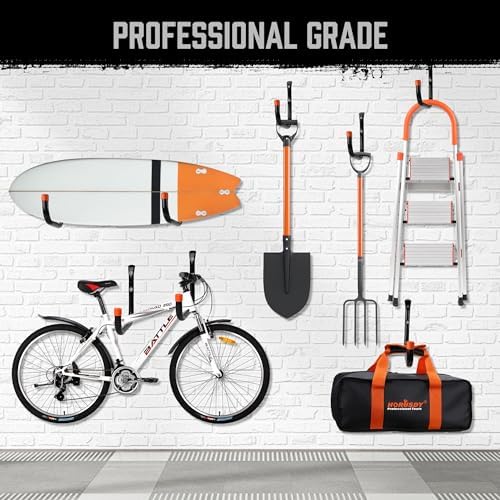 HORUSDY 6 Pack 8 Inch Heavy Duty Garage Hooks, Wall Mount Storage Hangers for Ladder, Bike, Hose, Tools, Holds up to 30LBS, Large Utility Hooks with Screws & Anchors, 7.5" x 7.68" - Image 6