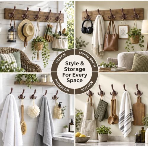 Heavy Duty Coat Hooks - 5 Packs Aluminum Alloy Wall Mounted Hooks for Hanging Jacket, Clothes, Bags, Hat | Durable Metal Utility Wall Hooks for Entryway, Closet, Mudroom, Bathroom, Garage - Image 6