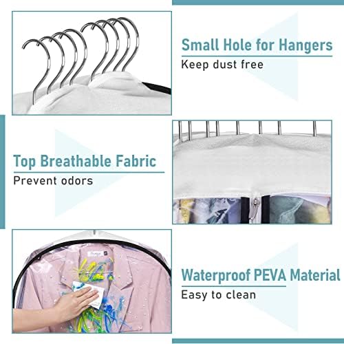 MISSLO 10" Gusseted All Clear Garment Bags for Hanging Clothes 50" Dress Bags for Closet Storage Coat Protectors for Suits, Gowns, 3 Packs - Image 6