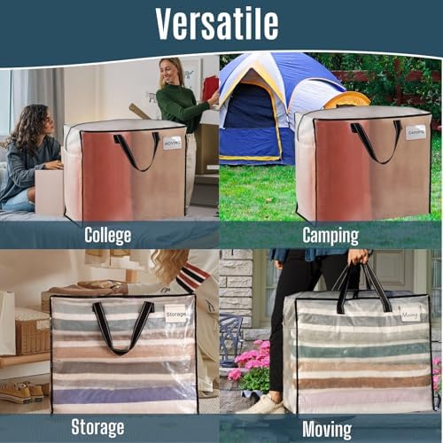 VENO Heavy Duty Moving Bags, Storage Bags, 22 Gallon, Clear, 4 Pack - Image 6