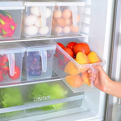 Sooyee Fridge Storage Containers Produce Saver, 4 Pack x 4L Stackable Refrigerator Organizer Keeper with Handle To Keep Fresh for Produce, Food,Fruits, Vegetables, Meat and Fish,Clear - Image 4