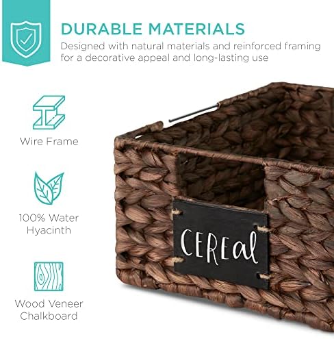Best Choice Products Set of 4 9x12in Water Hyacinth Pantry Baskets, Woven Organizers w/Chalkboard Label, Chalk Marker - Brown - Image 5