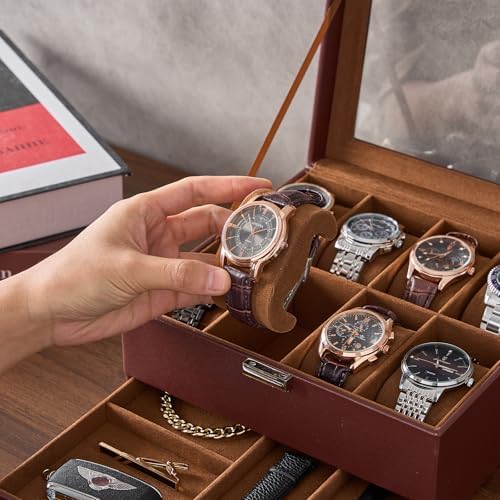 ProCase Watch Box, 8 Slot Watch Display Case with Drawer -Espresso - Image 5
