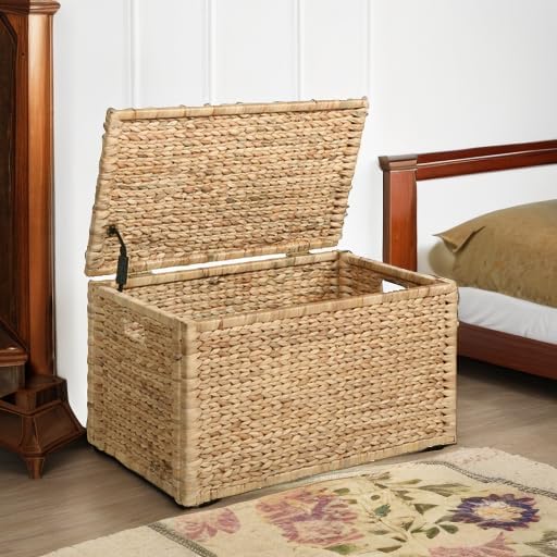 eHemco Water Hyacinth Wicker Storage Trunk, Natural, 30x17.5x17.5 Inches - Image 5