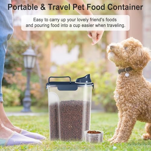 Dog Cat Food Storage Container with Cup (Ink Blue, 5L) - Image 6