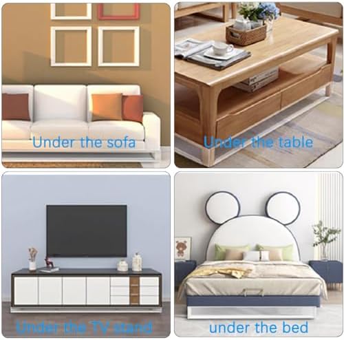 8 Pack Clear Toy Blockers for Furniture, 16" L x 7.5" H Under Bed Blocker for Pets, Adjustable Gap Bumper Under Couch Blocker, Stop Things from Going Under Couch Sofa Bed with Strong Adhesive - Image 4